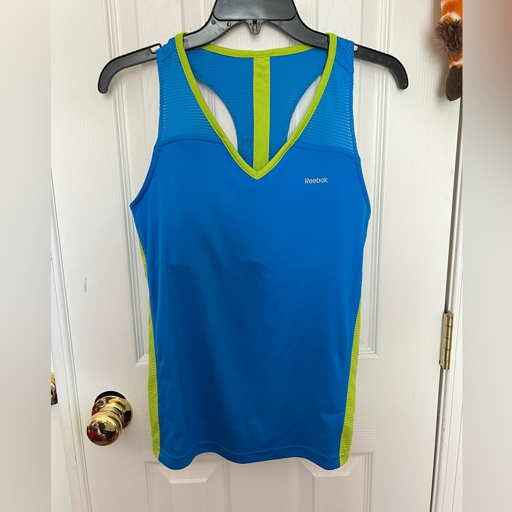 Reebok Blue and Green Athletic Tank Top